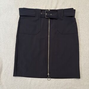 Y2K Hot Kiss Front Zip Black Zipper Skirt Womens Size 7